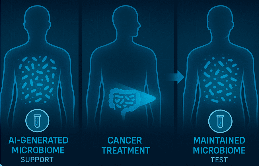 AI-generated microbiome, cancer treatment, maintained microbiome