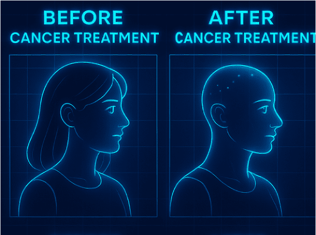Before and after cancer treatment patient